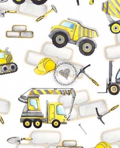 Baustelle /bagger/gabelstapler gelb weiß