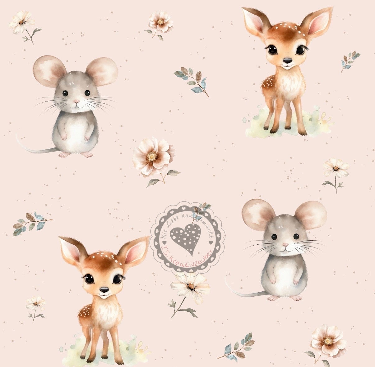 Maus/Reh/Blümchen rosa