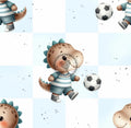 Dino Fußball kariert blau/weiß
