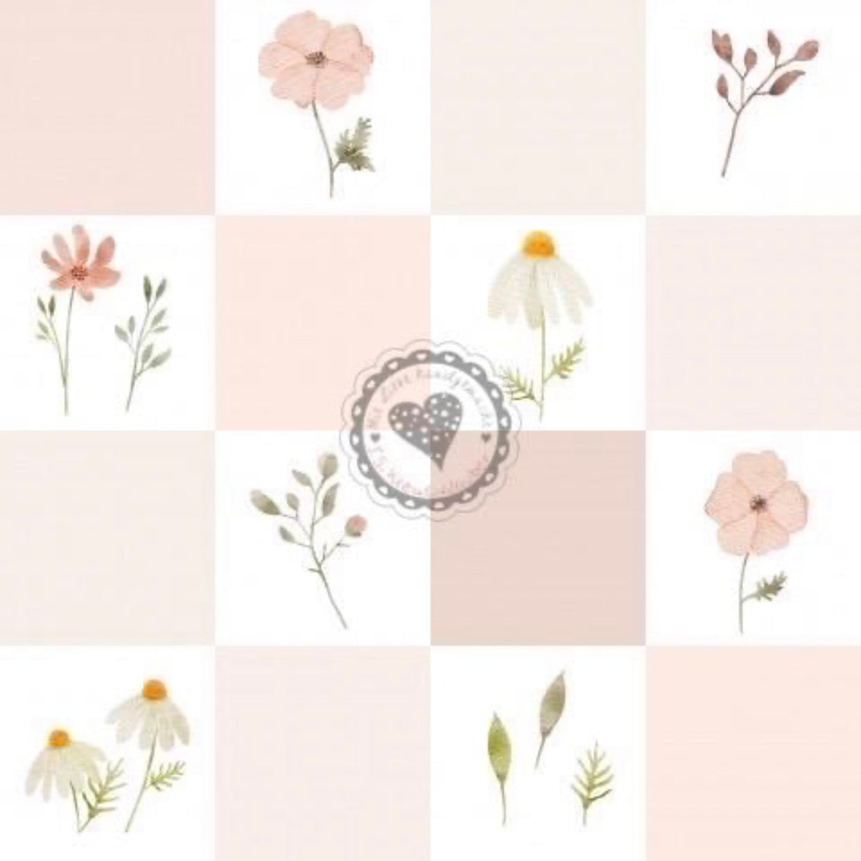 Frühling/Blumen kariert rosa/weiß