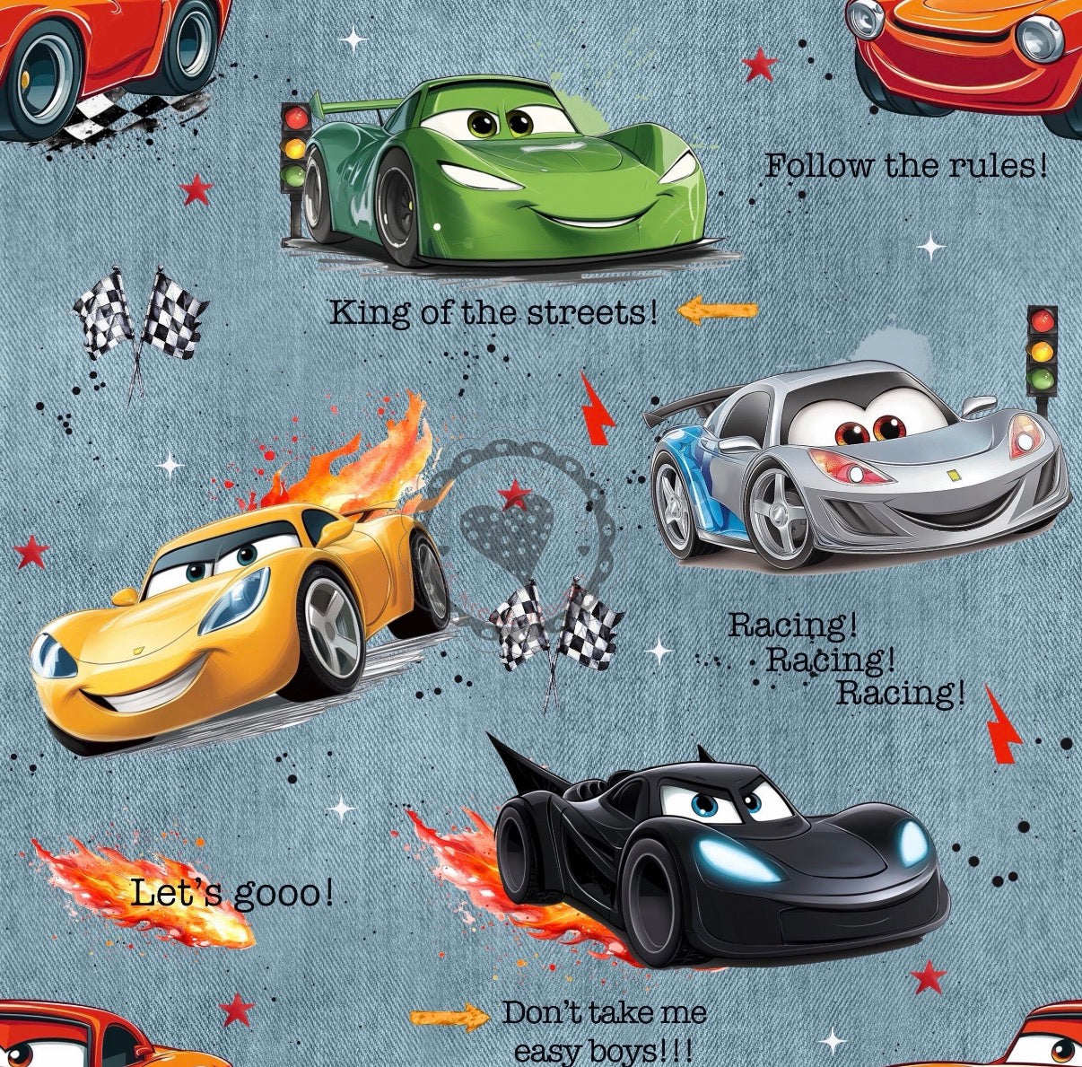 Coole Autos-Jeansotik-denim