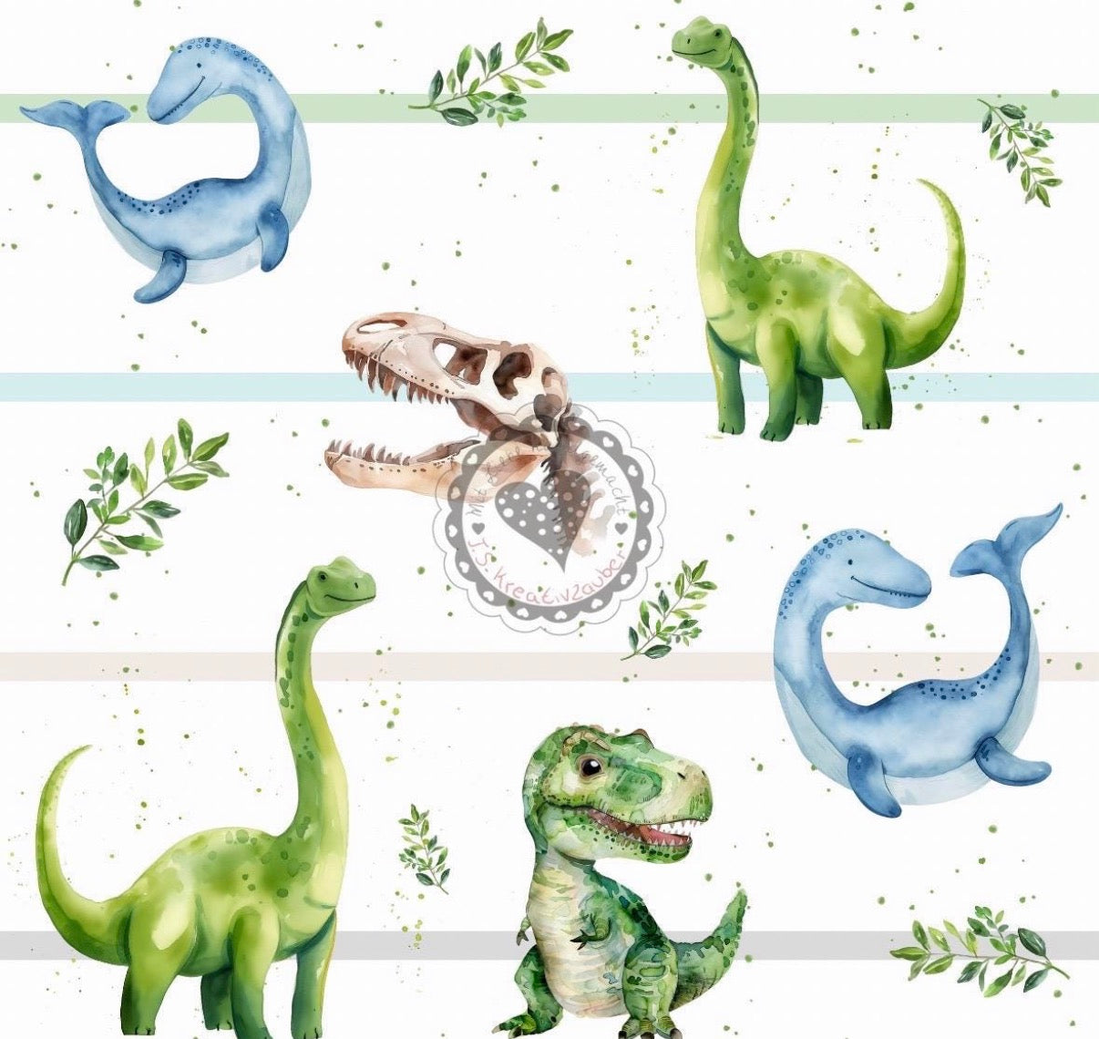 Dino /T-rex gestreift grün