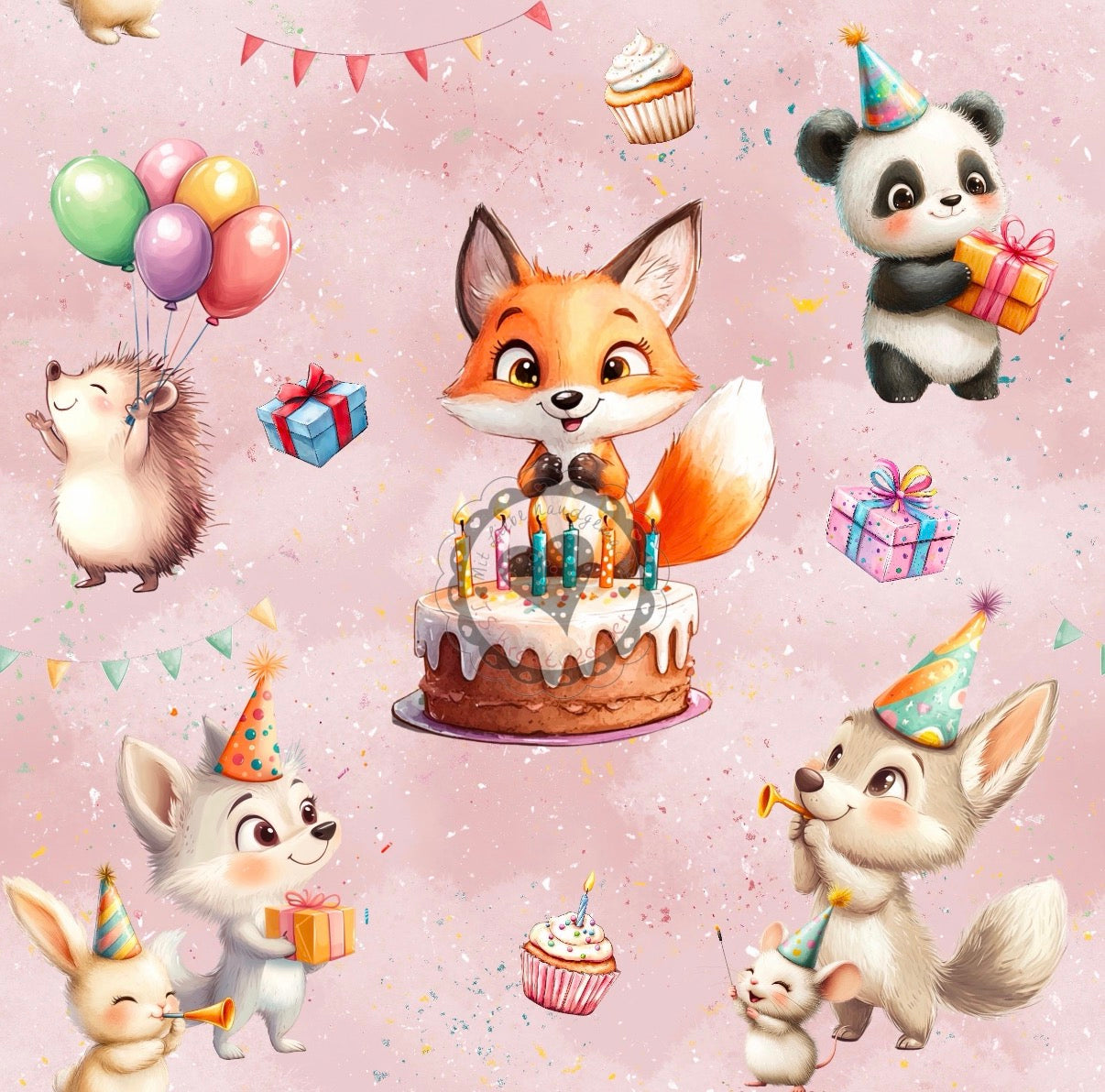 Geburtstagsparty-Tiere-Fuchs-Panda-Hase-Igel