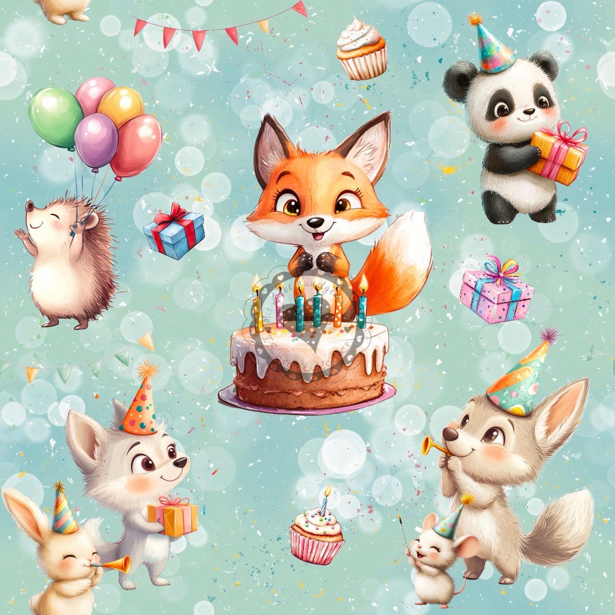 Geburtstagsparty-Tiere-Fuchs-Panda-Hase-Igel