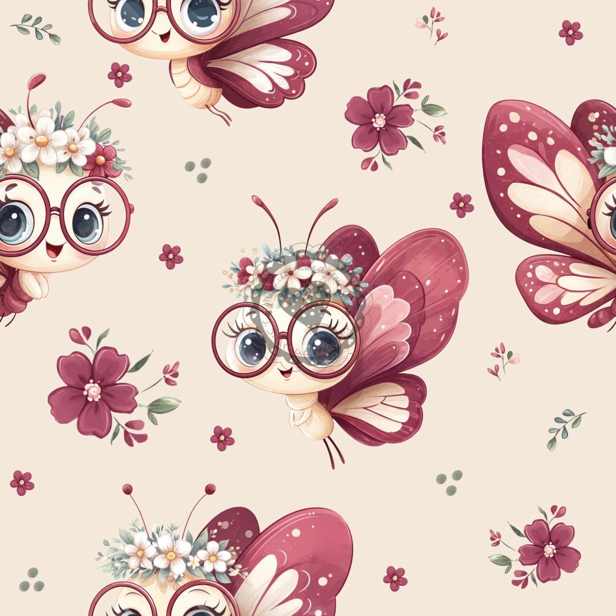 Schmetterling Brille beige
