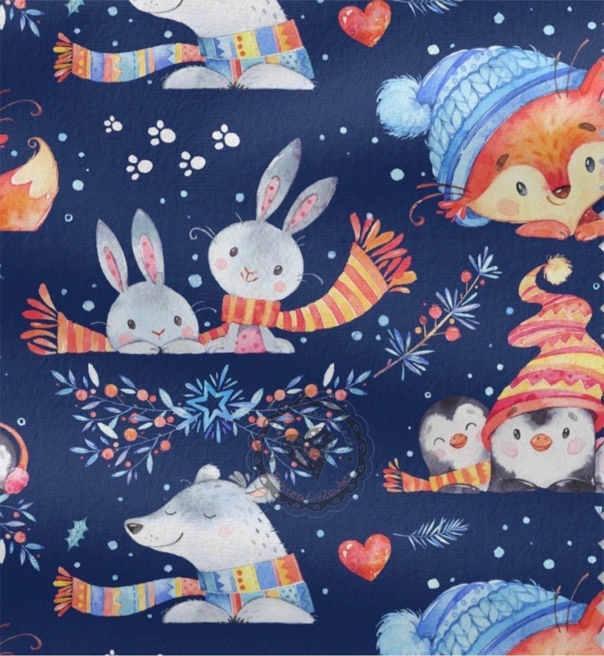 Winterfuchs weiß/blau