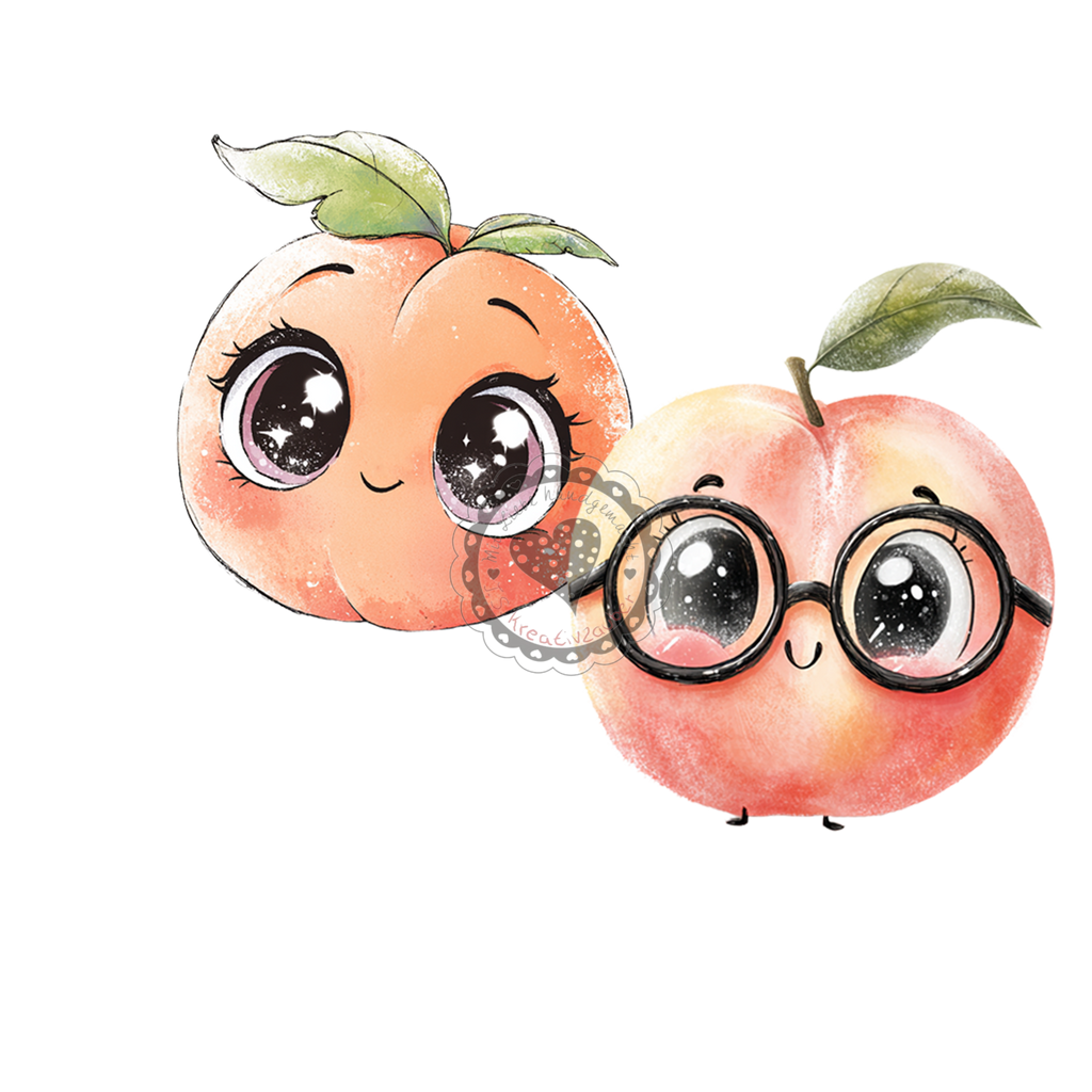 Pfirsich-Brille-Früchte-Sommer-Orange /weiß