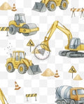 Bagger Baustelle kariert grau,weiß