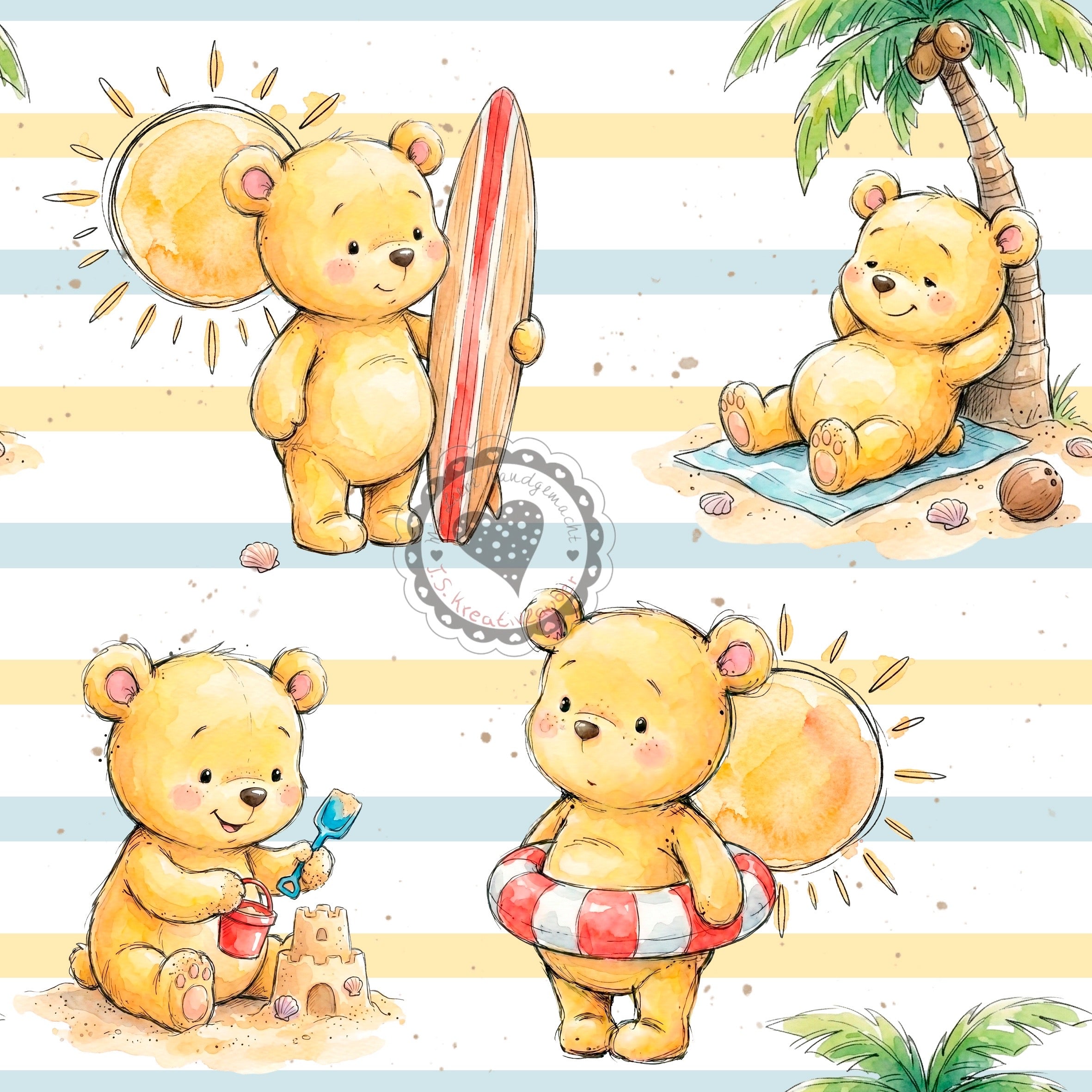 Bär/Strand/Urlaub gestreift