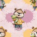 Otter cool rosa Farbflecken Frosch gelb grün