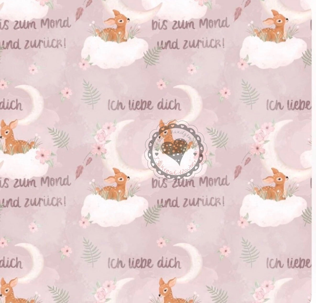Reh rosa ich liebe dich bis zum Mond und wieder zurück Baby